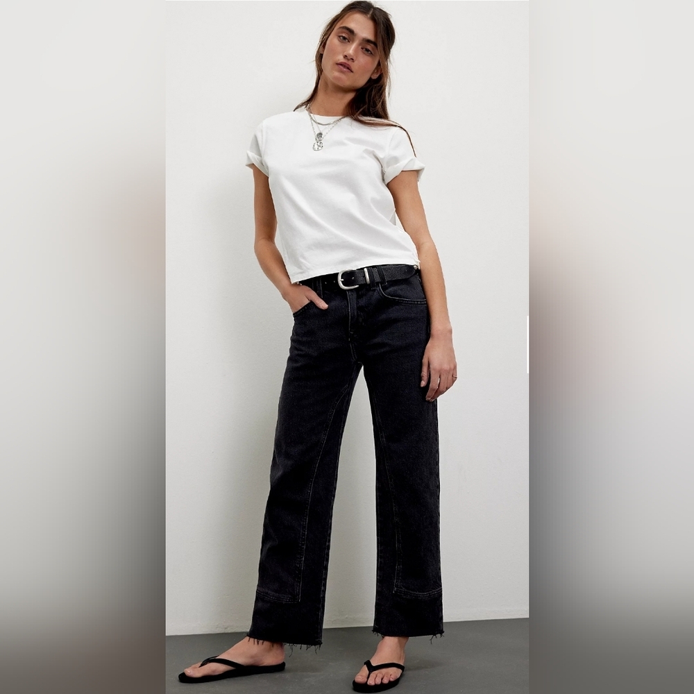 We The Free Black High Rise Straight Jeans